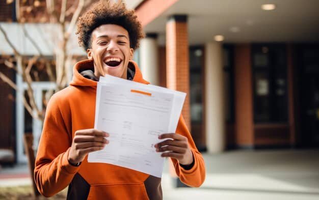 Student celebrating Canadian university acceptance success story